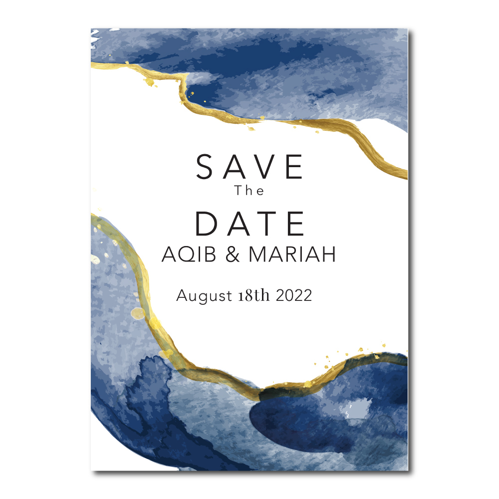 Indigo Watercolour Digital Save the Date PDF 2