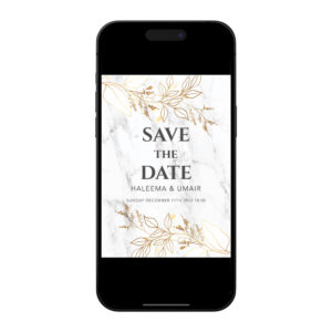 Marble with Gold Branches Digital Save the Date PDF