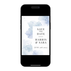 Ocean Blue Watercolour Flower Digital Save the Date PDF