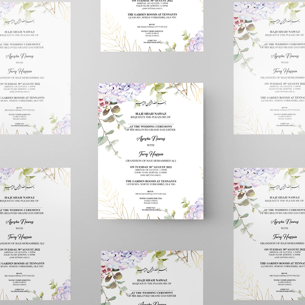 A5 Purple Hydrangea Wedding Invitation | 350 GSM Paper Shaadi Invitation & Envelope 2