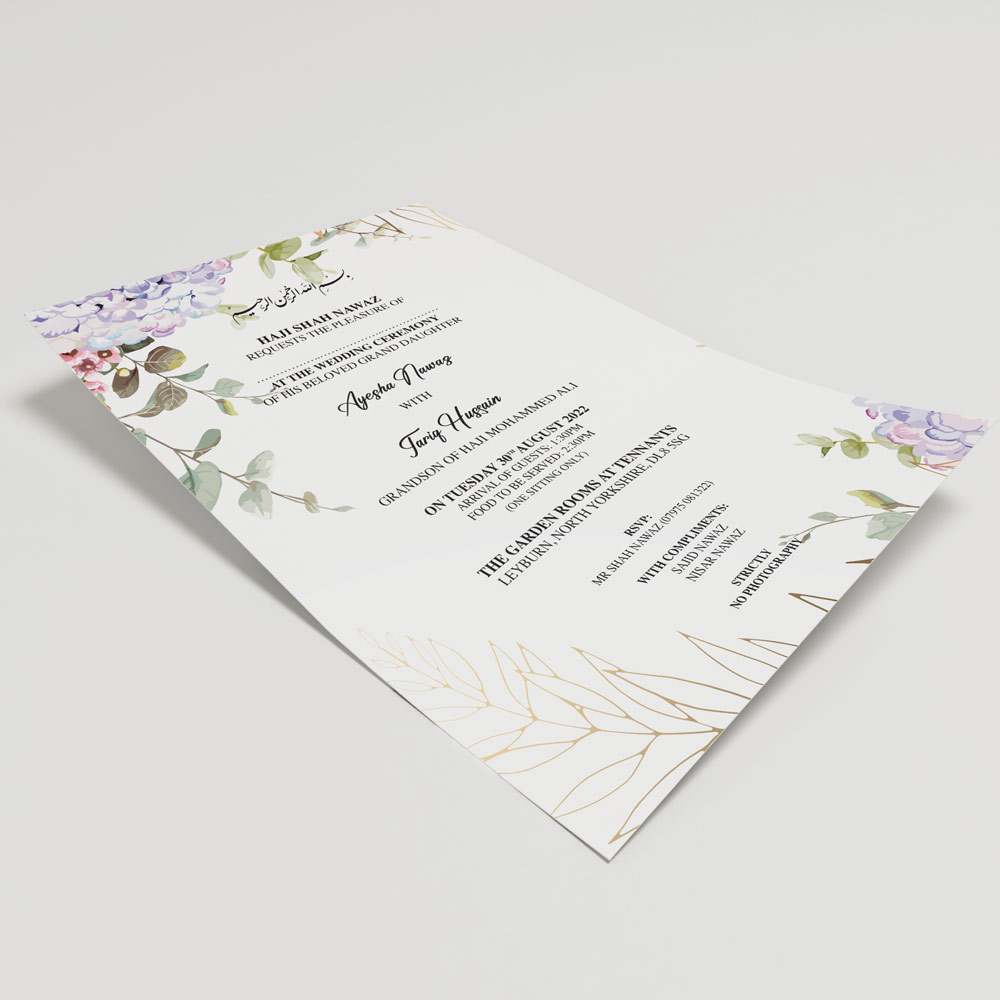 A5 Purple Hydrangea Wedding Invitation | 350 GSM Paper Shaadi Invitation & Envelope 4