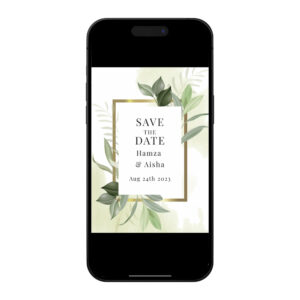 Green Leaf Border Digital Save the Date PDF