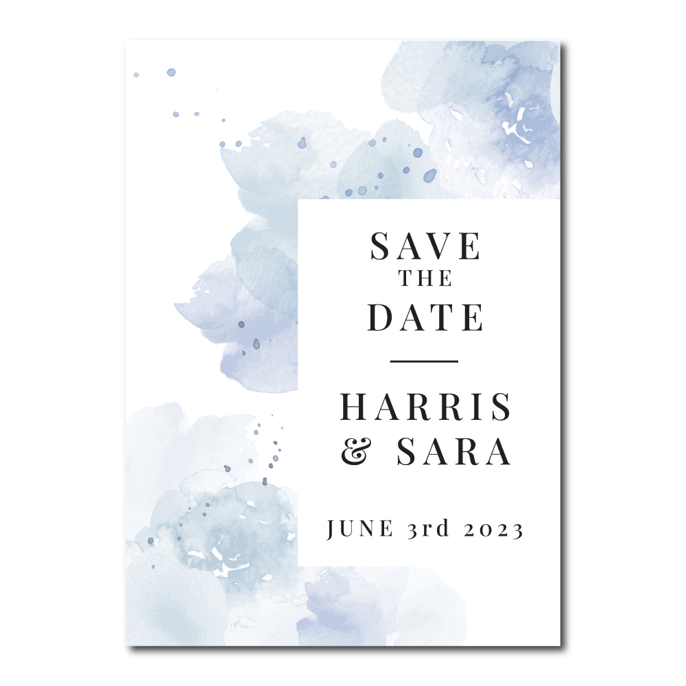 Ocean Blue Watercolour Flower Digital Save the Date PDF 2