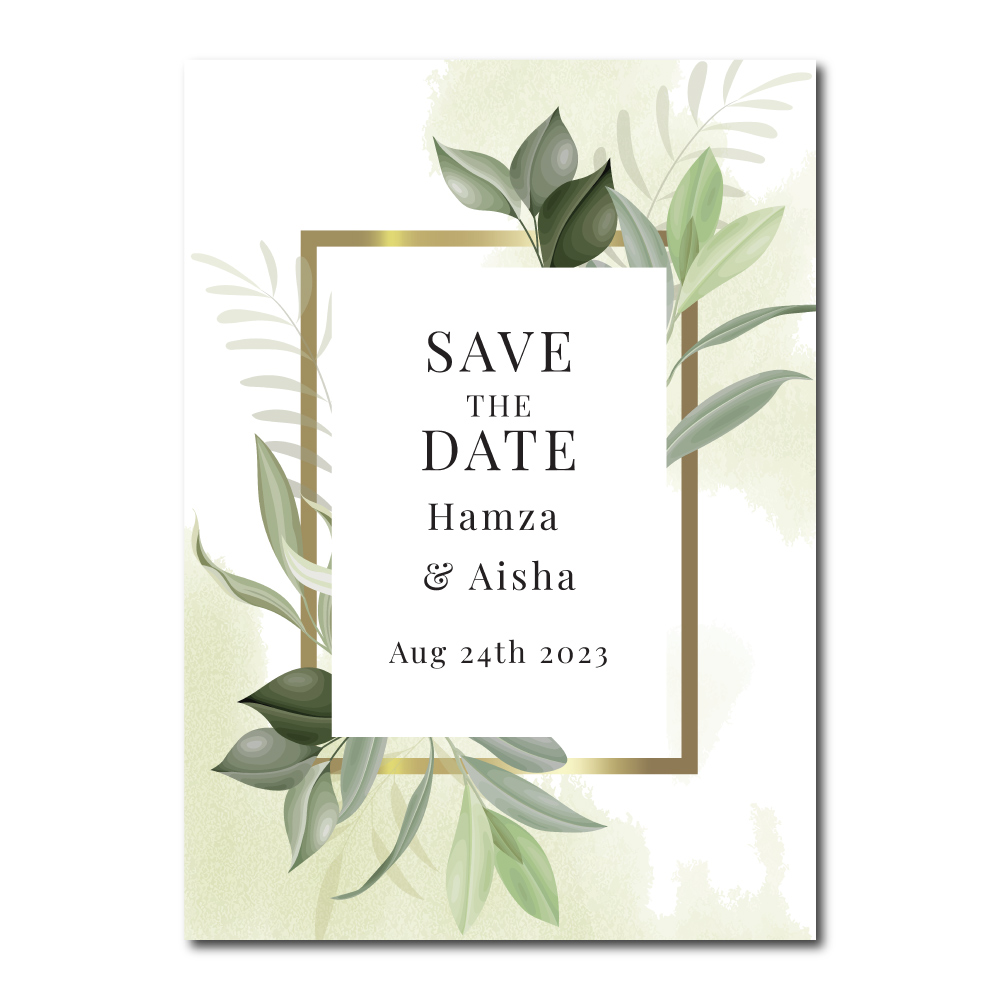 Green Leaf Border Digital Save the Date PDF 2