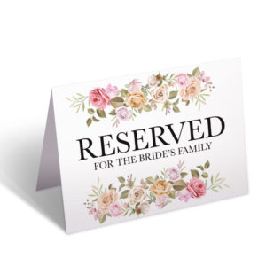 2 Reserved Bed of Roses Wedding Place Cards for Bride’s and Groom’s Family