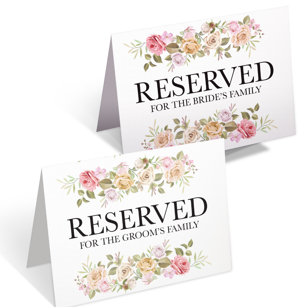 2 Reserved Bed of Roses Wedding Place Cards for Bride’s and Groom’s Family 3