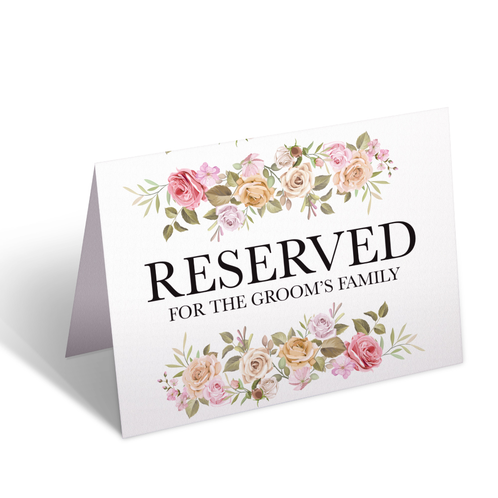 2 Reserved Bed of Roses Wedding Place Cards for Bride’s and Groom’s Family 2