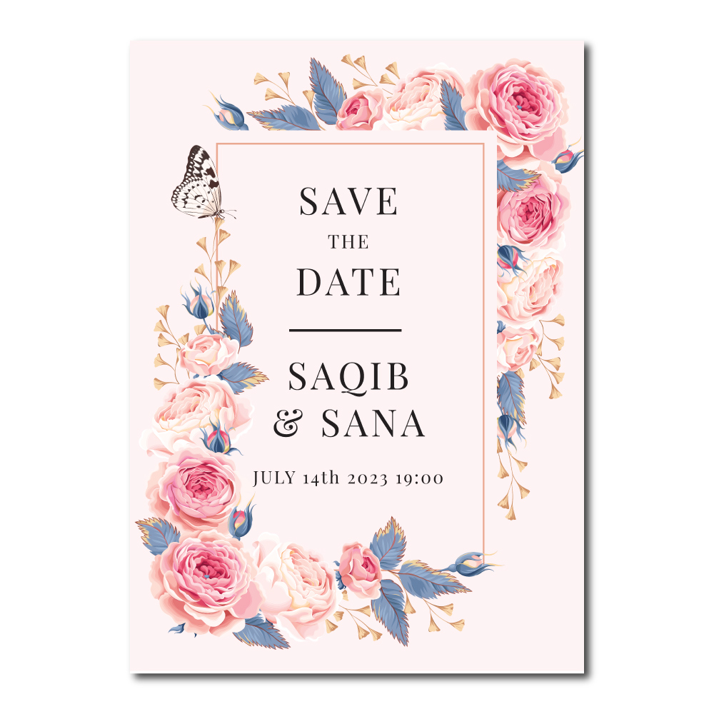 Vintage Peach Rose Digital Save the Date PDF 2