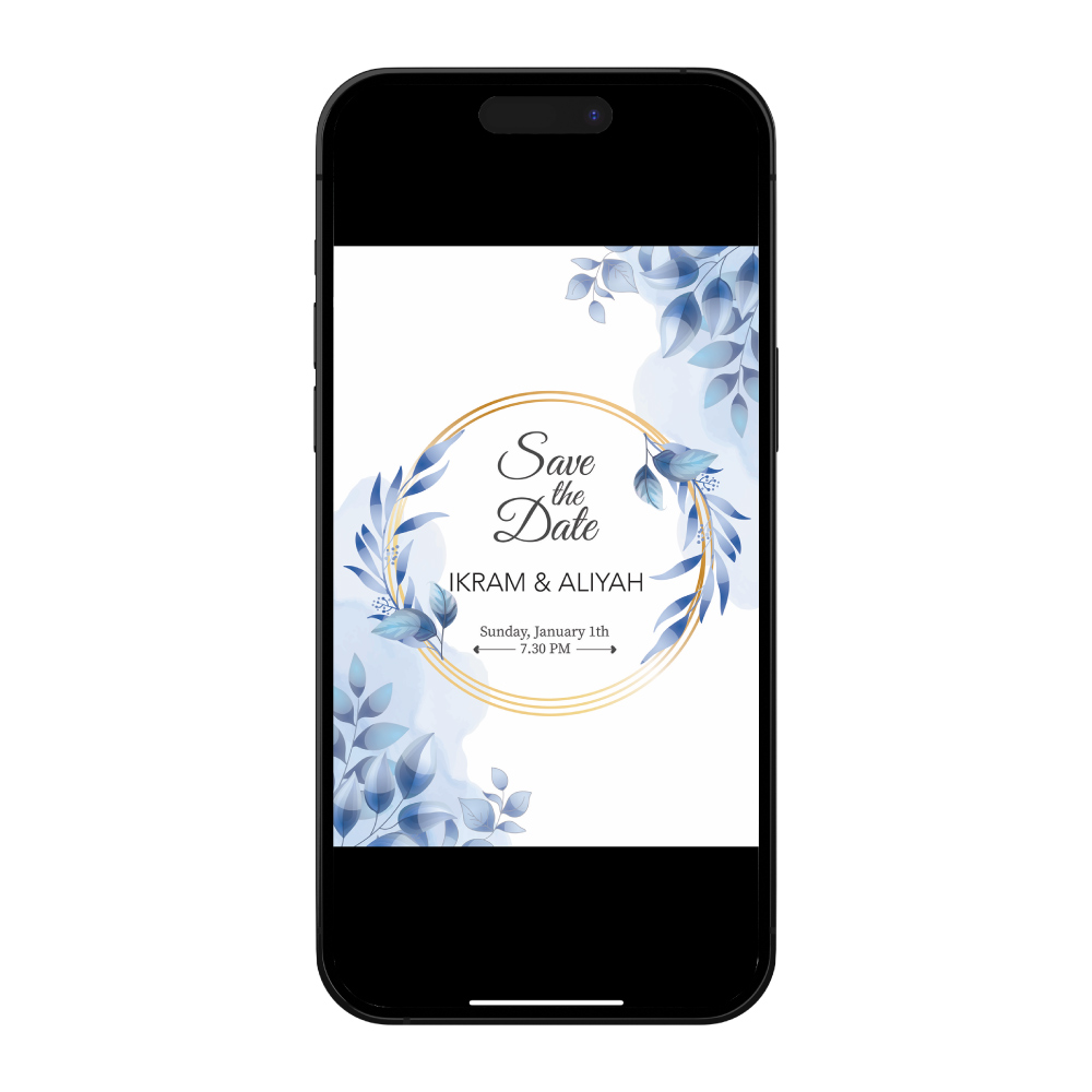 Blue Blossom Digital Save the Date PDF