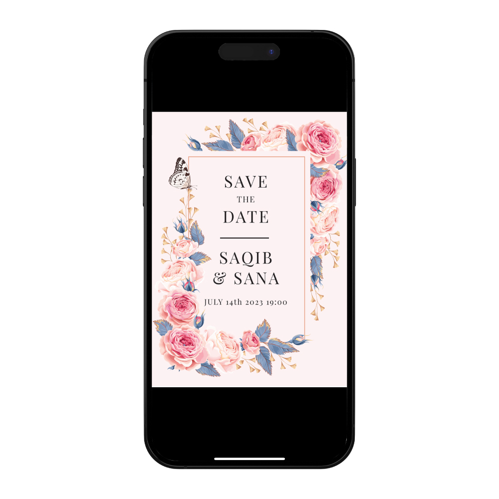 Vintage Peach Rose Digital Save the Date PDF