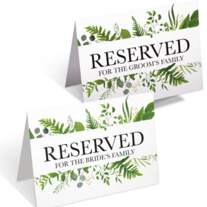 2 Reserved Forest Fern Wedding Place Cards for Bride’s and Groom’s Family