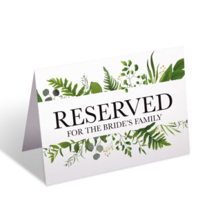 2 Reserved Forest Fern Wedding Place Cards for Bride’s and Groom’s Family 2