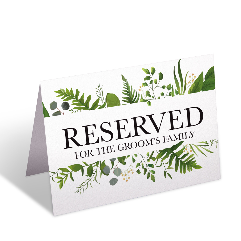 2 Reserved Forest Fern Wedding Place Cards for Bride’s and Groom’s Family 3