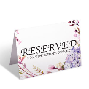 2 Reserved Purple Hydrangea Wedding Place Cards for Bride’s and Groom’s Family 2