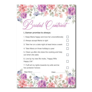 A2 Watercolour Floral Border Wedding Contract 2