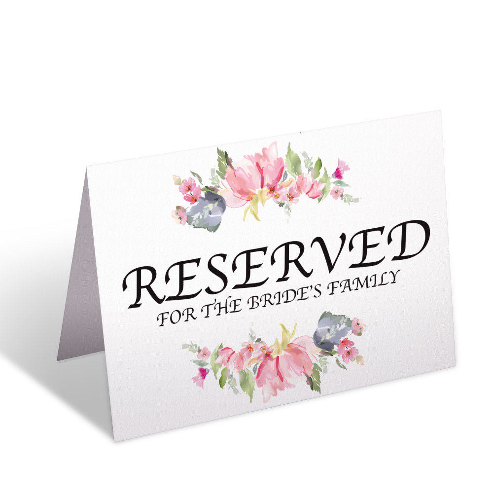 1 Reserved Watercolour Summer Wreath Wedding Place Card for Bridesmaids