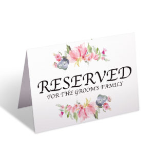 2 Reserved Watercolour Summer Wreath Wedding Place Cards for Bride’s and Groom’s Family 3