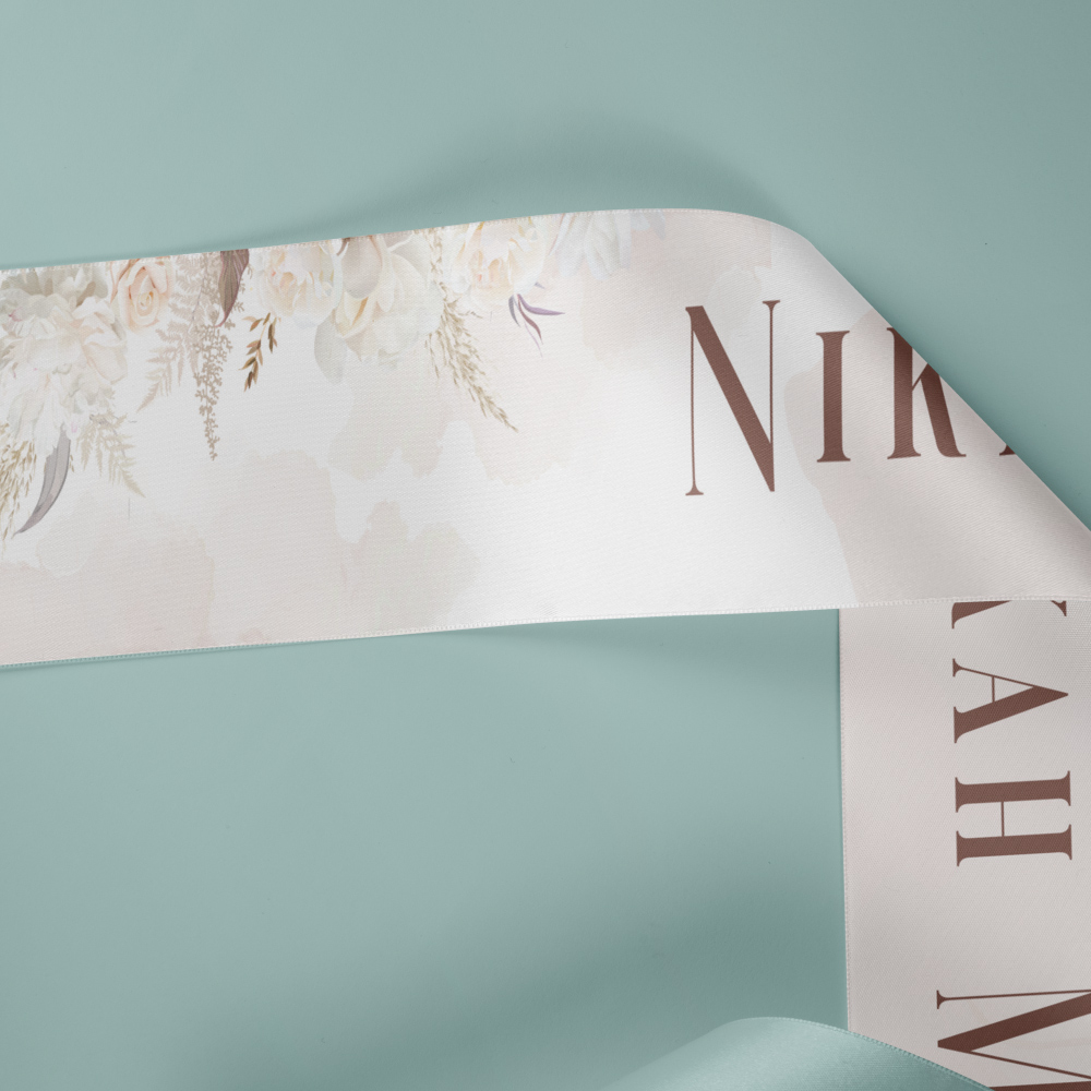 Blush and Beige Floral Wedding Banner | PVC Banner