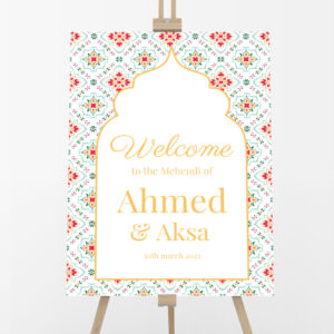 Personalised A2 Mediterranean Arch Vinyl Sticker And Foamex Wedding Welcome Sign