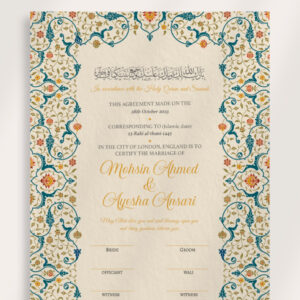 Teal and Orange Traditional Border Nikkahnama 5