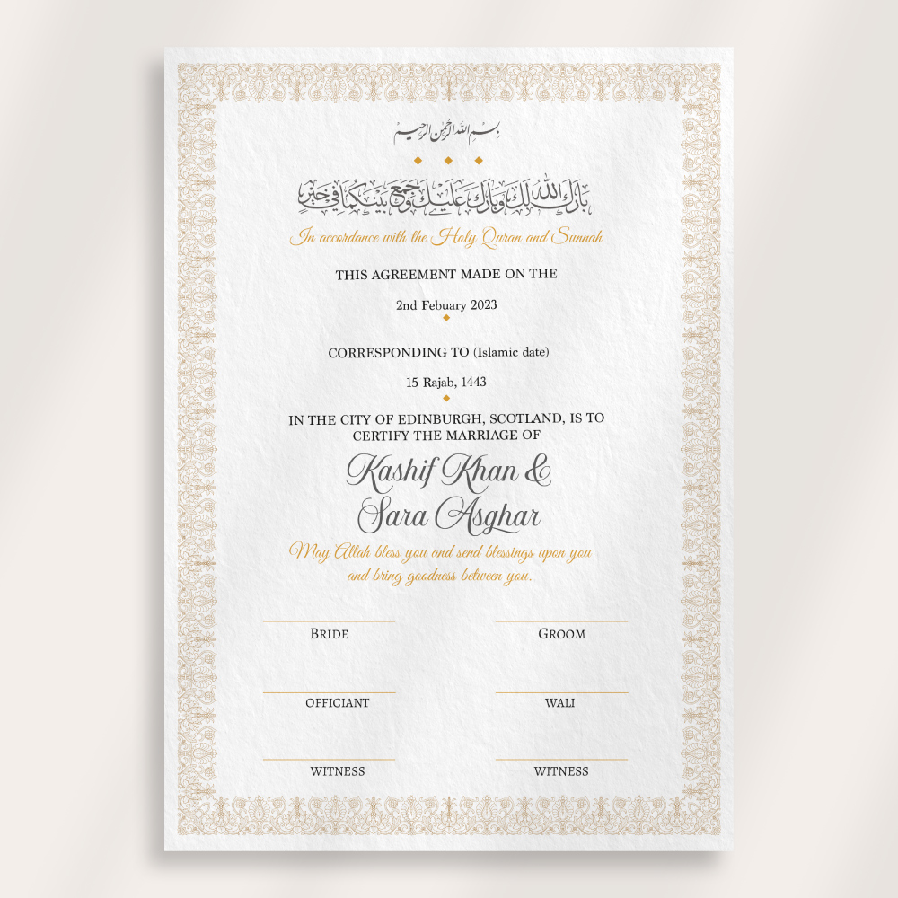 Luxury Golden Framed Nikkahnama