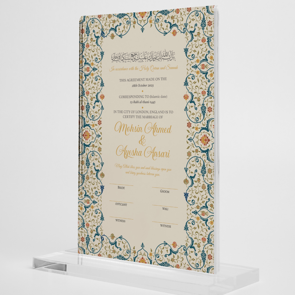 Teal and Orange Traditional Border Nikkahnama 6