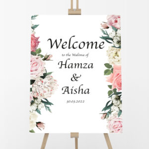 Personalised A2 Flower Wall Vinyl Sticker And Foamex Wedding Welcome Sign