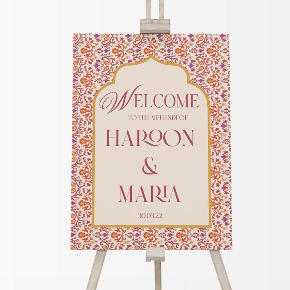 Personalised A2 Decorative Floral Arch Vinyl Sticker And Foamex Wedding Welcome Sign