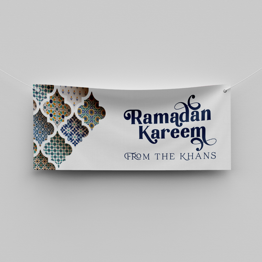 Ornamental Arabic Tile Personalised Ramadan/Eid Banner | With Two Eyelets 5