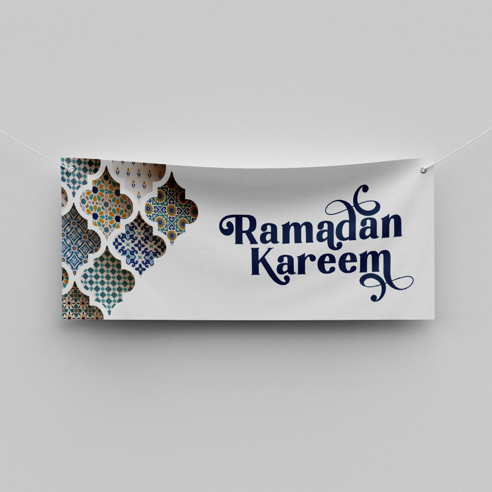 Ornamental Arabic Tile Personalised Ramadan/Eid Banner | With Two Eyelets 4