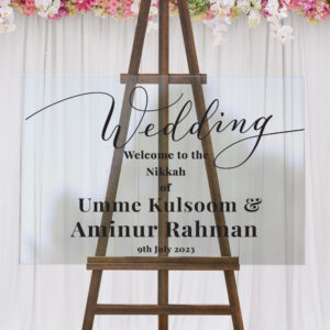 Cursive Wedding A2 Clear Acrylic Welcome Sign