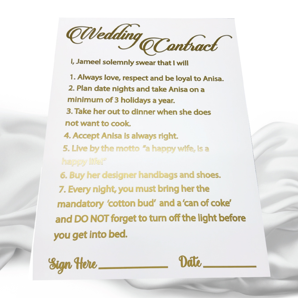 A2 Vinyl and Foamex Wedding Contract Bridal Party Signage 4