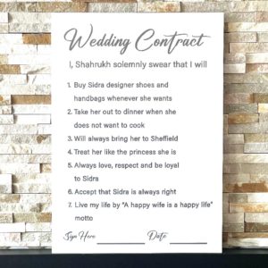 Vinyl and Foamex Wedding Contract Bridal Party Signage