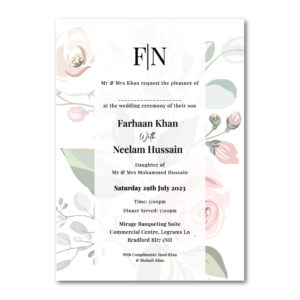 Pink Rose Wedding Invitation | 350 GSM Paper Shaadi Invitation & Envelope