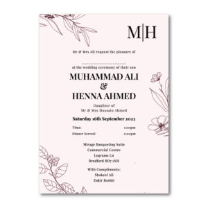 Rose Gold Floral Stencil Wedding Invitation | 350 GSM Paper Shaadi Invitation & Envelope