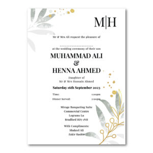 Luxury Botanical Leaves Wedding Invitation | 350 GSM Paper Shaadi Invitation & Envelope