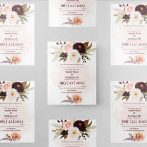 Artistic Rose Bouquet Wedding Invitation | 350 GSM Paper Shaadi Invitation & Envelope 2