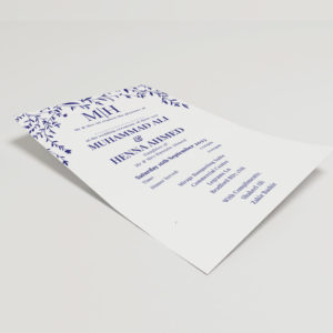 Blue Leaf Wedding Invitation | 350 GSM Paper Shaadi Invitation & Envelope 4