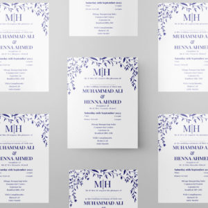 Blue Leaf Wedding Invitation | 350 GSM Paper Shaadi Invitation & Envelope 2