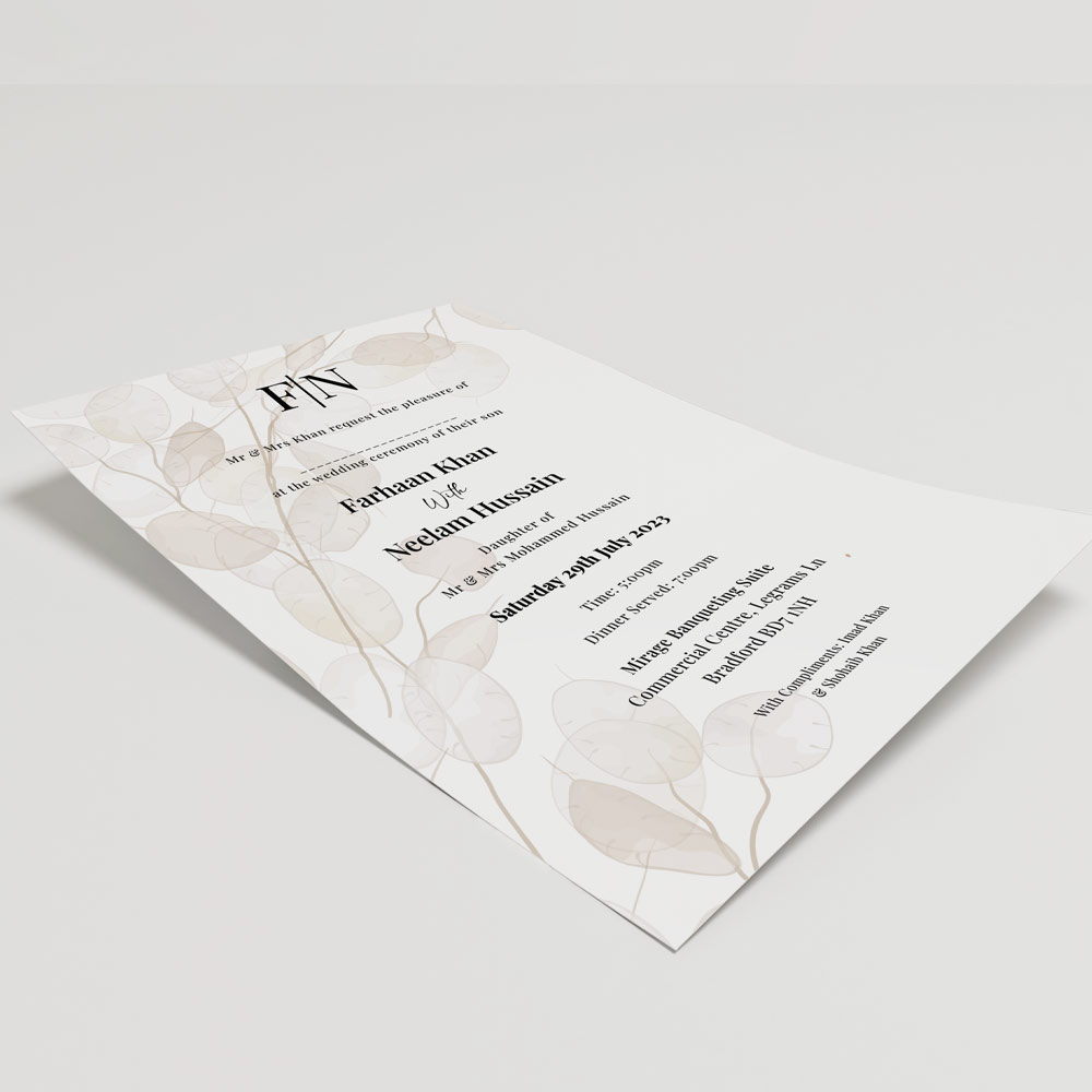 Dried Lunaria Flower Wedding Invitation | 350 GSM Paper Shaadi Invitation & Envelope 4