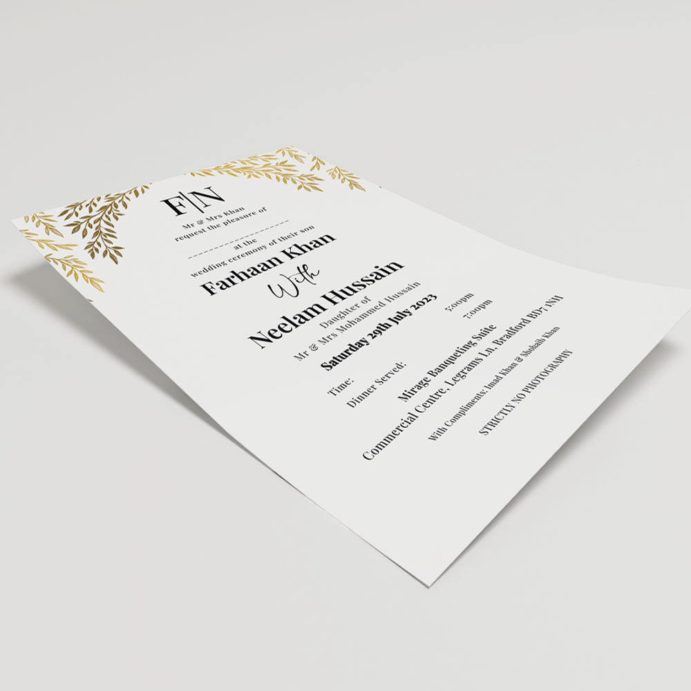 Golden Branches Arch Wedding Invitation | 350 GSM Paper Shaadi Invitation & Envelope 4