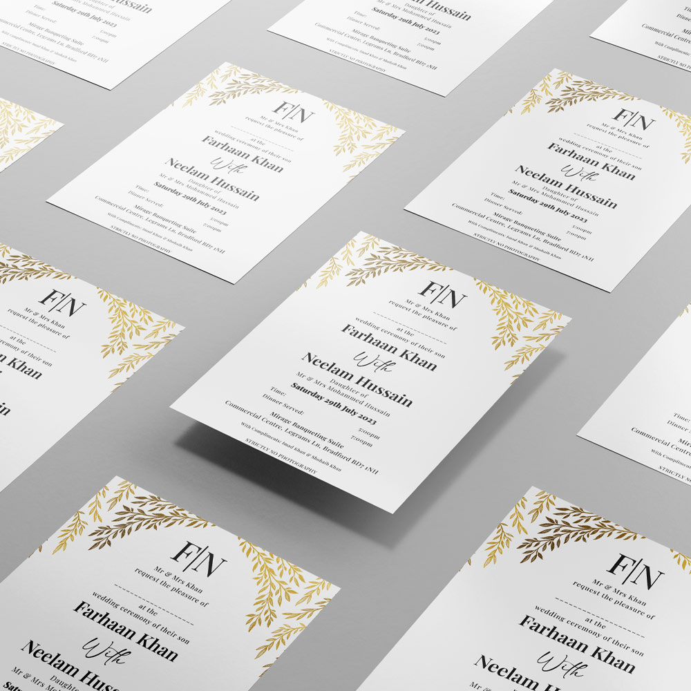 Golden Branches Arch Wedding Invitation | 350 GSM Paper Shaadi Invitation & Envelope 3