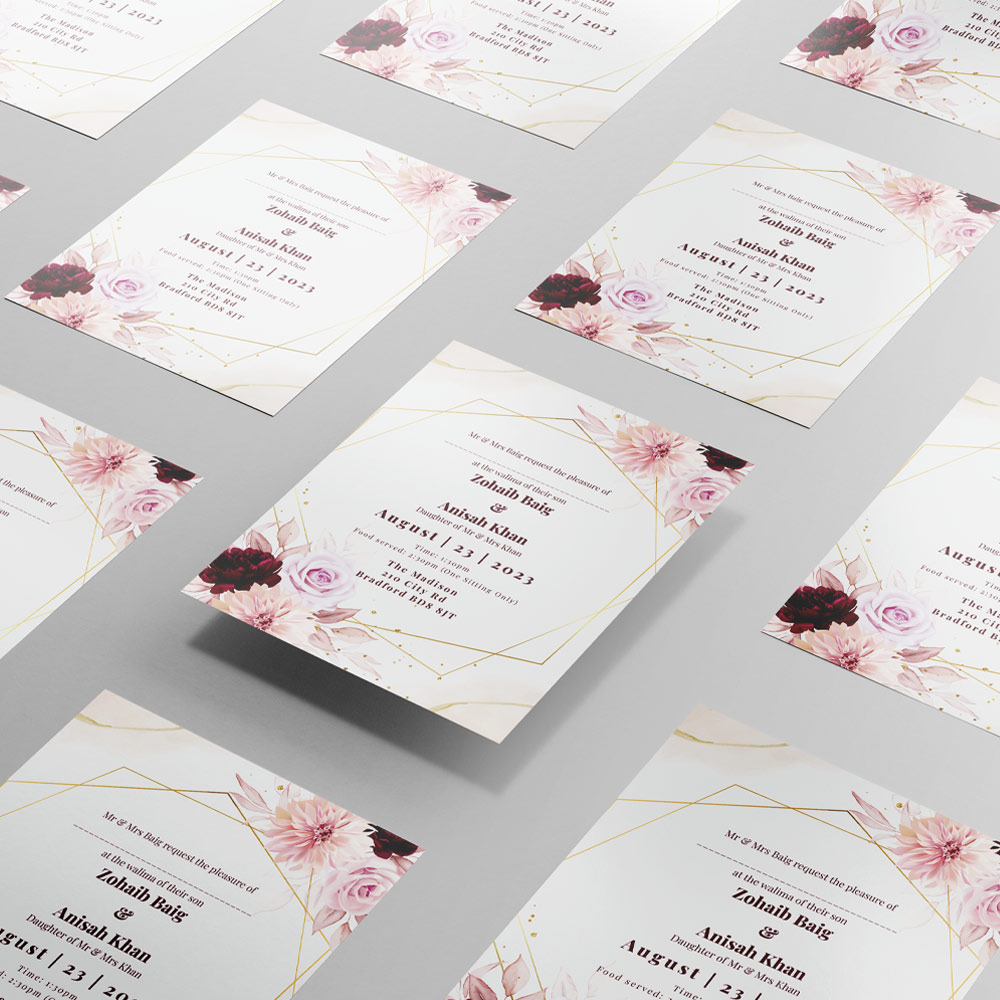 Floral Hexagonal Design Wedding Invitation | Shaadi Invitation 3