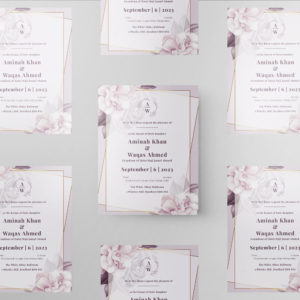 Lilac Flowers Design Wedding Invitation | 350 GSM Paper Shaadi Invitation & Envelope 2