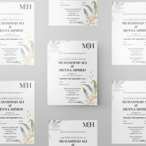 Luxury Botanical Leaves Wedding Invitation | 350 GSM Paper Shaadi Invitation & Envelope 2