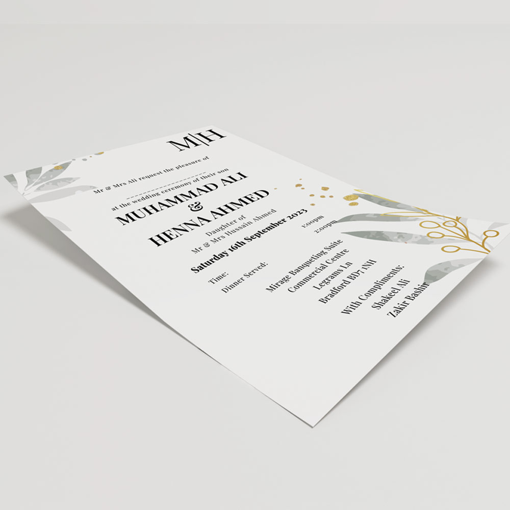 Luxury Botanical Leaves Wedding Invitation | 350 GSM Paper Shaadi Invitation & Envelope 4