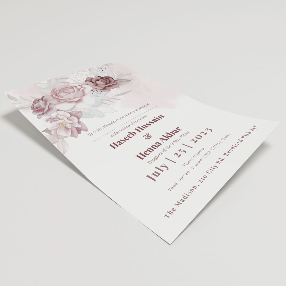 Lilac Roses Bouquet Wedding Invitation | 350 GSM Paper Shaadi Invitation & Envelope 4