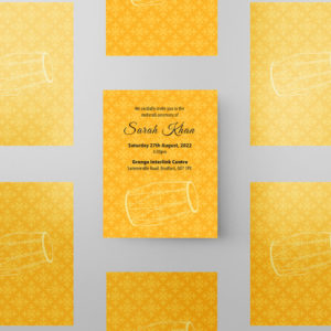 Mehendi Yellow Dholki Wedding Invitation | 350 GSM Paper Shaadi Invitation (No Envelope) 2