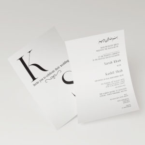 Monochromatic Initials Double Sided Wedding Invitation | 350 GSM Paper Shaadi Invitation & Envelope