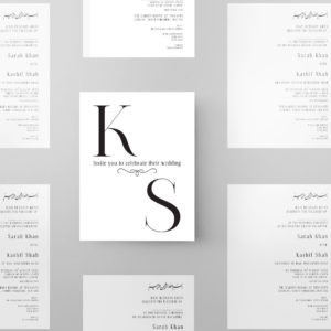 Monochromatic Initials Double Sided Wedding Invitation | 350 GSM Paper Shaadi Invitation & Envelope 2